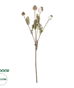 GloboStar® Artificial Garden POPPY FRUIT BRANCH 21433 Τεχνητό Διακοσμητικό Κλαδί Παπαρούνα Y60cm