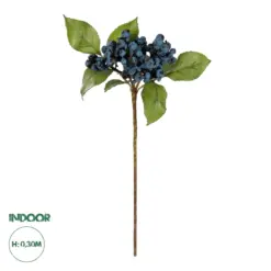 GloboStar® Artificial Garden BLUBERRIES FRUIT BRANCH 21434 Τεχνητό Διακοσμητικό Κλαδί Μπλε Μύρτιλο Y30cm