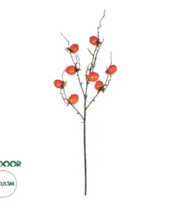 GloboStar® Artificial Garden ORANGE PERSIMMON FRUIT BRANCH 21438 Τεχνητό Διακοσμητικό Πορτοκαλί Κλαδί Λωτός Y83cm