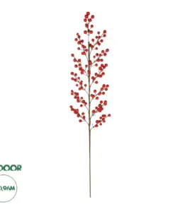 GloboStar® Artificial Garden RED BERRIES FRUIT BRANCH 21440 Τεχνητό Διακοσμητικό Κλαδί Κόκκινο Γκί Y96cm