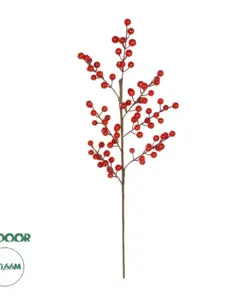 GloboStar® Artificial Garden RED BERRIES FRUIT BRANCH 21441 Τεχνητό Διακοσμητικό Κλαδί Κόκκινο Γκί Y66cm