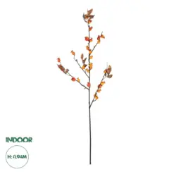 GloboStar® Artificial Garden ORANGE BERRIES FRUIT BRANCH 21443 Τεχνητό Διακοσμητικό Κλαδί Πορτοκαλί Γκί Y94cm