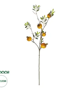 GloboStar® Artificial Garden YELLOW POMEGRANATE FRUIT BRANCH 21445 Τεχνητό Διακοσμητικό Κίτρινη Κλαδί Ροδιά Y85cm