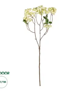 GloboStar® Artificial Garden WHITE BERRIES FRUIT BRANCH 21446 Τεχνητό Διακοσμητικό Κλαδί Λευκό Γκί Y71cm