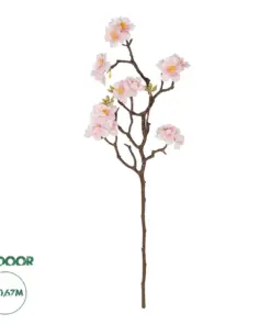 GloboStar® Artificial Garden PINK CHERRY BLOSSOM BRANCH 21454 Τεχνητό Διακοσμητικό Κλαδί Ροζ Κερασίας Y67cm