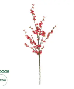 GloboStar® Artificial Garden CHINESE RED PLUM BLOSSOM BRANCH 21459 Τεχνητό Διακοσμητικό Κλαδί Κόκκινης Κερασίας Y113cm