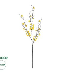 GloboStar® Artificial Garden YELLOW JUNGLE GERANIUM BLOSSOM BRANCH 21460 Τεχνητό Διακοσμητικό Κλαδί Κίτρινο Γεράνι Y95cm