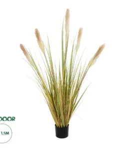 GloboStar® Artificial Garden PAMPAS GRASS 21478 Τεχνητό Διακοσμητικό Φυτό Μπεζ & Πράσινο Πάμπας Μ90 x Π40 x Υ150cm