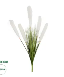 GloboStar® Artificial Garden WHITE PAMPAS GRASS BRANCH 21485 Τεχνητό Διακοσμητικό Κλαδί Λευκό Πάμπας Y88cm