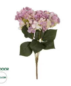 GloboStar® Artificial Garden PURPLE ORTENSIA GRASS BRANCH 21487 Τεχνητό Διακοσμητικό Κλαδί Μωβ Ορτανσίας Y43cm