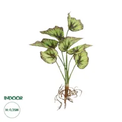 GloboStar® Artificial Garden BEGONIA LEAVES ROOTED 21491 Τεχνητό Διακοσμητικό Φυτό Πολύχρωμη Βιγόνια Μ25 x Π14 x Υ35cm