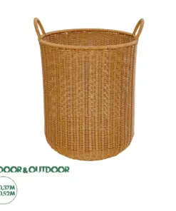 GloboStar® Artificial Garden TORINO 21492 Διακοσμητικό Πλεκτό Καλάθι - Κασπώ Γλάστρα - Flower Pot Μπεζ Φ37cm x Υ52cm