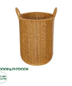GloboStar® Artificial Garden TORINO 21493 Διακοσμητικό Πλεκτό Καλάθι - Κασπώ Γλάστρα - Flower Pot Μπεζ Φ31cm x Υ47cm