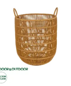 GloboStar® Artificial Garden OSAKA 21494 Διακοσμητικό Πλεκτό Καλάθι - Κασπώ Γλάστρα - Flower Pot Μπεζ Φ30cm x Υ41cm