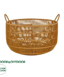 GloboStar® Artificial Garden COCOA 21495 Διακοσμητικό Πλεκτό Καλάθι - Κασπώ Γλάστρα - Flower Pot Μπεζ Φ30cm x Υ40cm