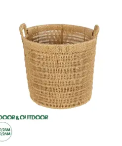GloboStar® Artificial Garden BARBADOS 21499 Διακοσμητικό Πλεκτό Καλάθι - Κασπώ Γλάστρα - Flower Pot Μπεζ Μ28 x Π28 x Υ26cm
