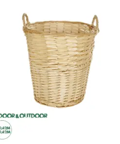 GloboStar® Artificial Garden ARIZONA 21504 Διακοσμητικό Πλεκτό Καλάθι - Κασπώ Γλάστρα - Flower Pot Μπεζ Φ42 x Υ42cm