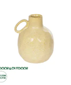GloboStar® Artificial Garden SCHEELITE 21507 Διακοσμητικό Κεραμικό Βάζo Μπέζ Φ15 x Υ17 cm