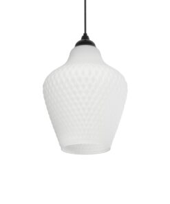 GLOBOSTAR® SKLO 206-0023 Μοντέρνο Κρεμαστό Φωτιστικό Οροφής με Ντουί 1 x E27 AC 220-240V IP20 – Λευκό – Μ22 x Π22 x Υ31cm