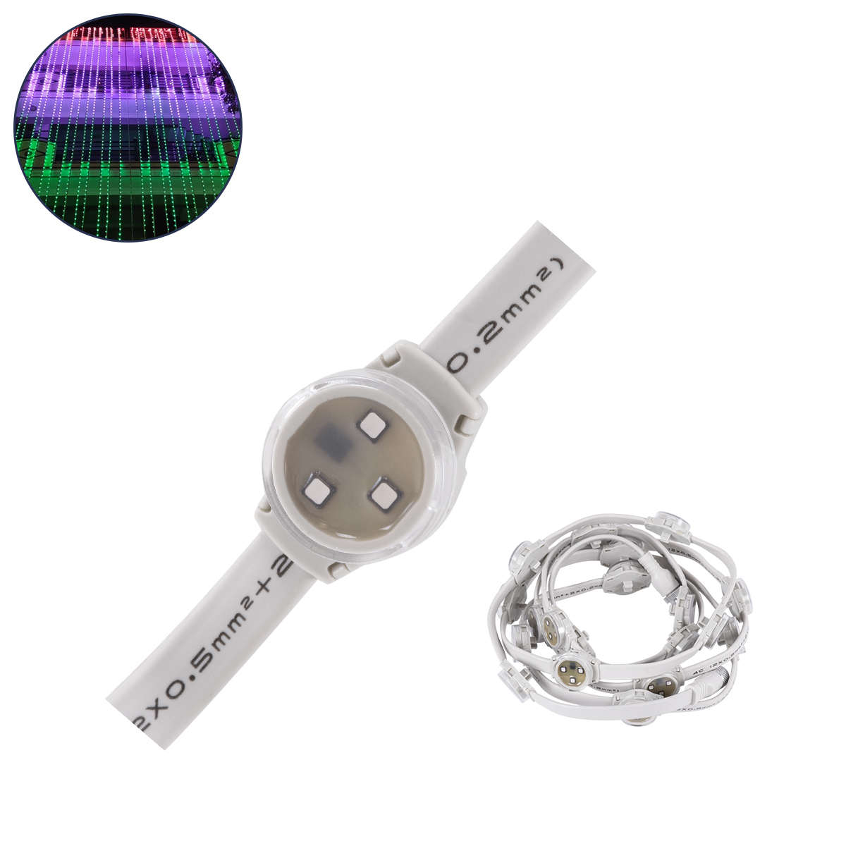 GloboStar® 90140 Digital Pixel Addressable Facade Module Chain String with 20 Spots - Ψηφιακή Αλυσίδα Γιρλάντα με 20 Σποτ LED SMD 3535 15W 20LED 20PIXEL SPI/TTL Protocol IC UCS512B 900lm 120° DC 12V IP67 RGB - Λευκό Σώμα - Μ232 x Π2.5 x Υ1.5cm - Image 2