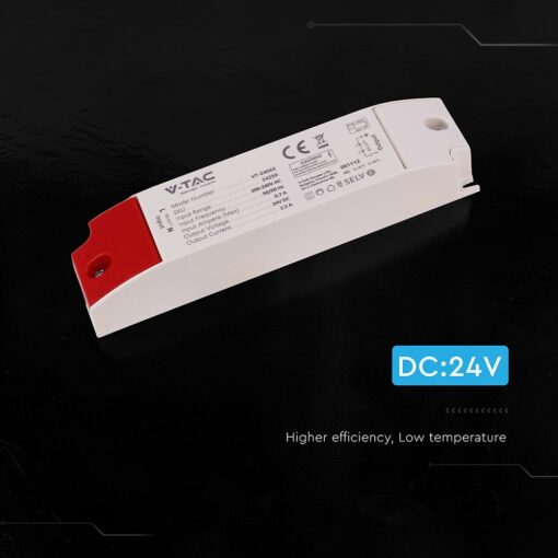 V‑TAC 24250VT Τροφοδοτικό LED Πλαστικό 60W 24V 2.5A Λευκό IP44 220×41×30