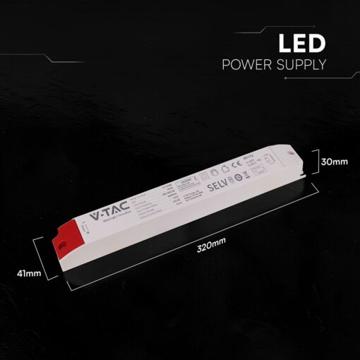 V‑TAC 24252VT 200W Τροφοδοτικό LED Πλαστικό 24V 8.3A Λευκό IP44 320×41×30 24252VT