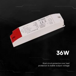 V‑TAC 24268VT Τροφοδοτικό LED Πλαστικό 36W 12V 3A Λευκό IP44 160×41×30