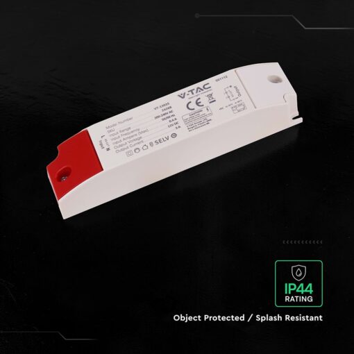 V‑TAC 24268VT Τροφοδοτικό LED Πλαστικό 36W 12V 3A Λευκό IP44 160×41×30
