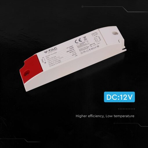 V‑TAC 24269VT Τροφοδοτικό LED Πλαστικό 60W 12V 5A Λευκό IP44 220×41×30