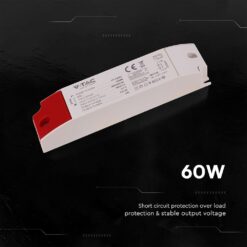 V‑TAC 24269VT Τροφοδοτικό LED Πλαστικό 60W 12V 5A Λευκό IP44 220×41×30