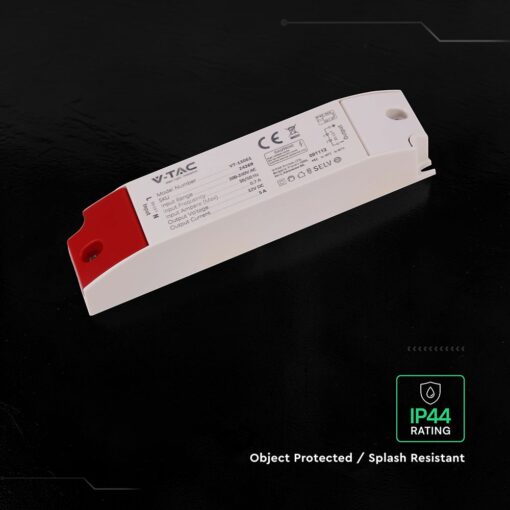 V‑TAC 24269VT Τροφοδοτικό LED Πλαστικό 60W 12V 5A Λευκό IP44 220×41×30