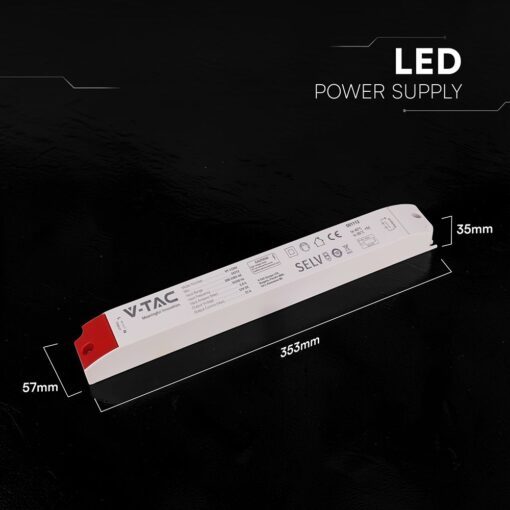 V‑TAC 24272VT Τροφοδοτικό LED Πλαστικό 300W 12V 25A Λευκό IP44 353×57×35