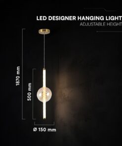 V-TAC 24284VT Κρεμαστό LED Φωτιστικό 8W 1100 lm 3000K Μελί+Λευκό – 150×1870 mm