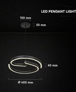 V-TAC 24289VT Κρεμαστό LED Φωτιστικό 25W 3250lm 4000K Μαύρο Ματ – 400×60 mm