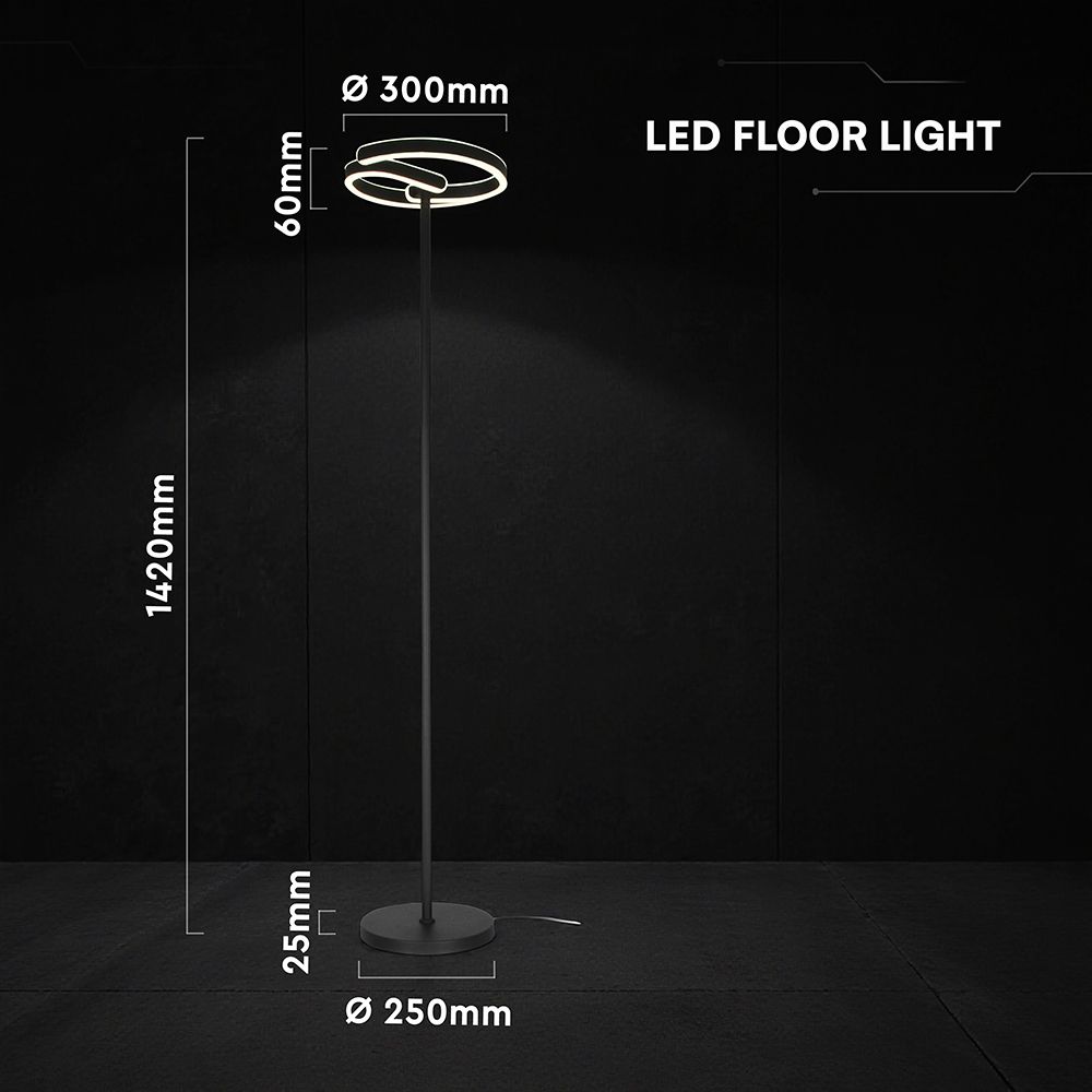 24292 V-TAC LED Φωτιστικό Δαπέδου 25W 3250 lm 4000K Μαύρο Ματ – 300×1420 mm