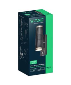 2×GU10 Φωτιστικό Τοίχου Up-Down IP54 με Ανιχνευτή Κίνησης V-TAC 24307VT