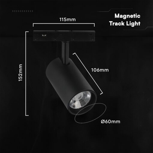 Μαγνητικό Φωτιστικό Σπότ Ράγας LED 10W 48V COB 3000K Μαύρο V-TAC 24400