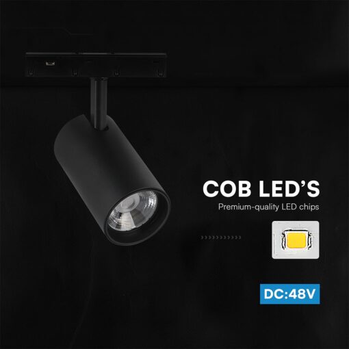 Μαγνητικό Φωτιστικό Σπότ Ράγας LED 10W 48V COB 3000K Μαύρο V-TAC 24400