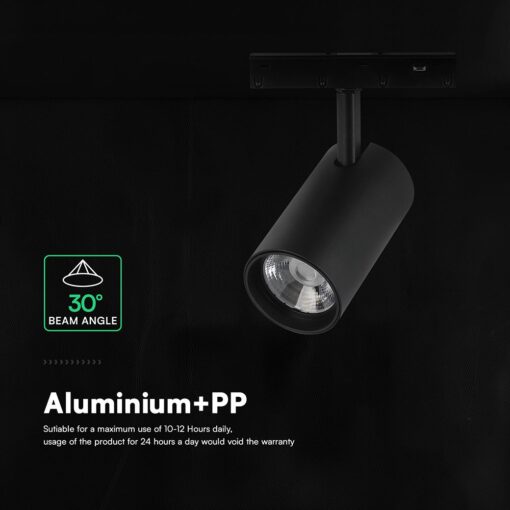 Μαγνητικό Φωτιστικό Σπότ Ράγας LED 10W 48V COB 3000K Μαύρο V-TAC 24400