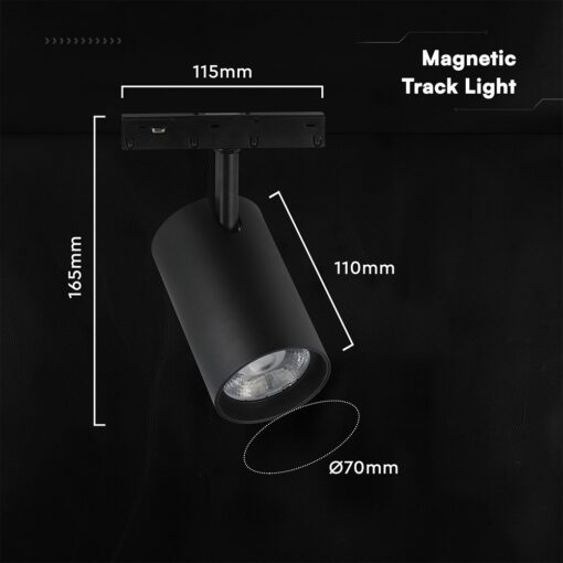 V‑TAC 24405VT Μαγνητικό Track Light 12W 48V Αλουμίνιο Μαύρο 6400K 1140lm 30°