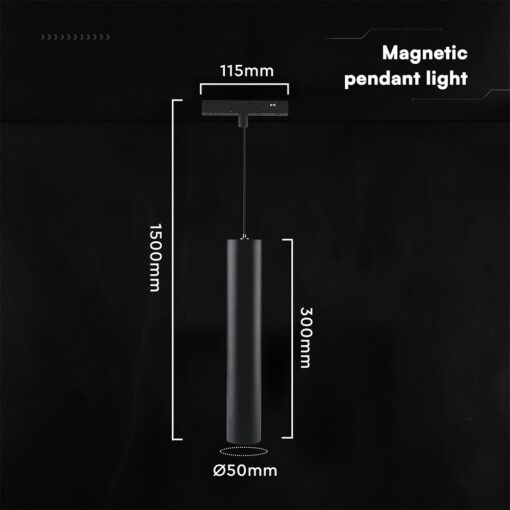 V‑TAC 24414VT Μαγνητικό Κρεμαστό Φωτιστικό 10W 48V Αλουμίνιο Μαύρο 6400K 735lm 30° IP20 COB