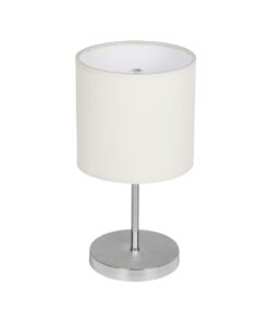 GLOBOSTAR® GLOSSY 204-0077 Μοντέρνο Επιτραπέζιο Φωτιστικό Πορτατίφ με Ντουί 1 x E27 AC 220-240V IP20 - Ασημί & Μπεζ - Μ19 x Π19 x Υ36cm