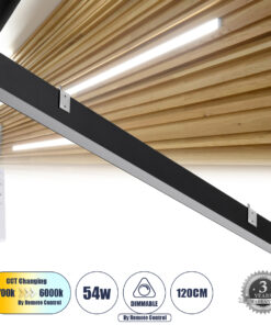 GLOBOSTAR® FELIX 61028-W Μοντέρνο Φωτιστικό Τοίχου - Απλίκα LED 54W 6500lm 120° AC 220-240V IP20 Ρυθμιζόμενο Λευκό CCT με On/Off 2700K/4500K/6000K - Lumileds SMD Chip - Μαύρο Ματ - Μ120 x Π3.5 x Υ7cm - 3 Χρόνια Εγγύηση