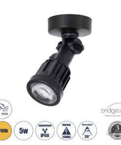 GLOBOSTAR® GARDENINI 61546 Φωτιστικό Σποτ LED 5W 650lm 38° DC 24V Αδιάβροχο IP68 Θερμό Λευκό 2700K Dimmable - Lumileds SMD Chip - Μαύρο - Μ7 x Π7 x Υ14.5cm - 3 Χρόνια Εγγύηση