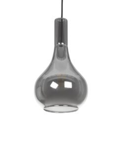 GLOBOSTAR® ΤΟΝΕ 206-0034 Μοντέρνο Κρεμαστό Φωτιστικό Οροφής με Ντουί 1 x E27 AC 220-240V IP20 – Μαύρο Φιμέ – Μ20 x Π20 x Υ36cm