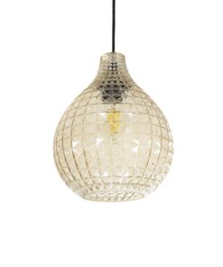 GLOBOSTAR® BASTIK 206-0027 Μοντέρνο Κρεμαστό Φωτιστικό Οροφής με Ντουί 1 x E27 AC 220-240V IP20 – Mελί – Μ22 x Π22 x Υ26cm