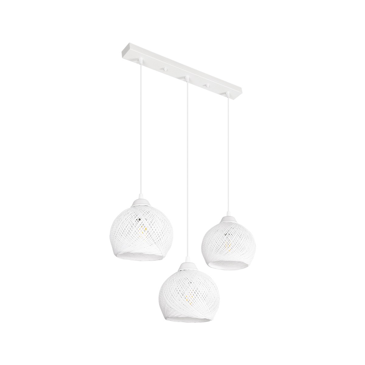 GLOBOSTAR® YASAM 203-0027 Vintage Κρεμαστό Φωτιστικό Οροφής με Ντουί 3 x E27 AC 220-240V IP20 - Λευκό - Μ45 x Π18 x Υ30cm - Image 2