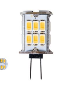 GLOBOSTAR® G4BACK 76136 Λάμπα G4 LED 6W 600lm 320° DC 12-24V IP20 Θερμό Λευκό 2700K Dimmable - Sanan SMD Chip - Back Pin - Μ1.9 x Π1.9 x Υ3.7cm - 2 Χρόνια Εγγύηση