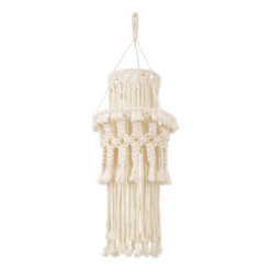 GloboStar® 36200 ETHIOPIA Boho Καπέλο Φωτιστικού- Μακραμέ Πλεκτό Χειροποίητο Μπεζ Βαμβακερό Νήμα - Μ30 x Π30 x Υ90cm