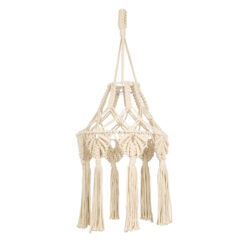 GloboStar® 36201 MOROCCO Boho Καπέλο Φωτιστικού- Μακραμέ Πλεκτό Χειροποίητο Μπεζ Βαμβακερό Νήμα - Μ30 x Π30  x Υ70cm